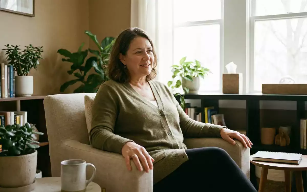 Profesional de salud mental en consulta ofreciendo apoyo