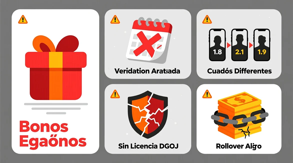 Ilustración de los 5 errores más comunes en apuestas de Eurovisión: cuota baja no es seguro, perseguir cuotas altas, no comparar, confundir retorno y ganancia, ignorar margen