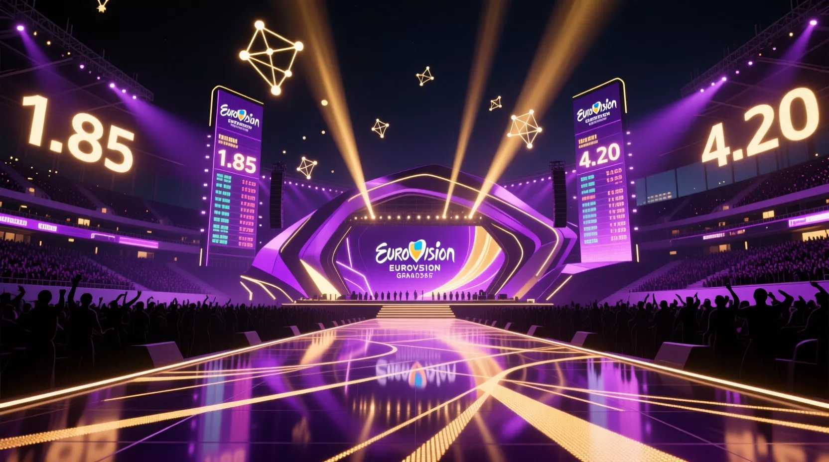 Eurovision stage with betting odds
