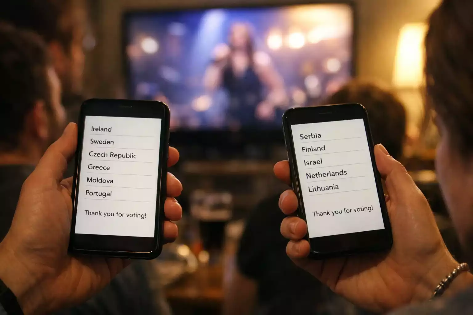 Público votando en Eurovisión con sus teléfonos móviles