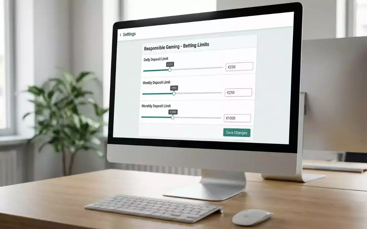 Interfaz de configuración de límites de apuestas en pantalla