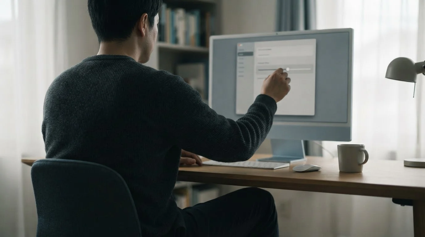 Persona de espaldas ajustando un límite en la configuración de un portátil