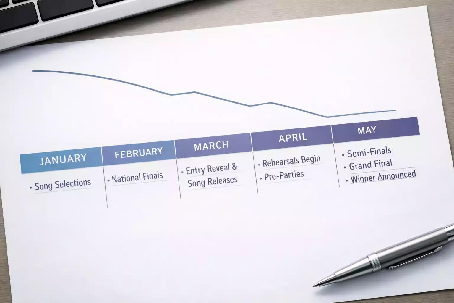 Línea temporal mostrando la evolución de cuotas antes de Eurovisión