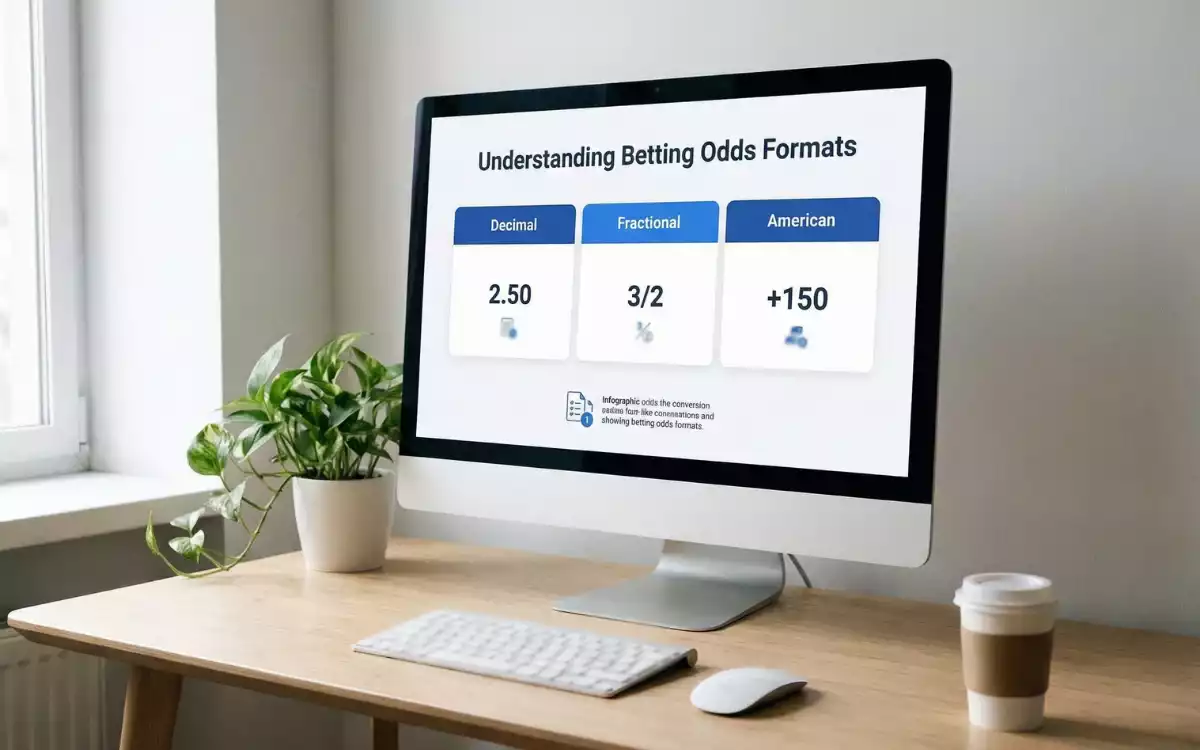 Pantalla mostrando diferentes formatos de cuotas de apuestas