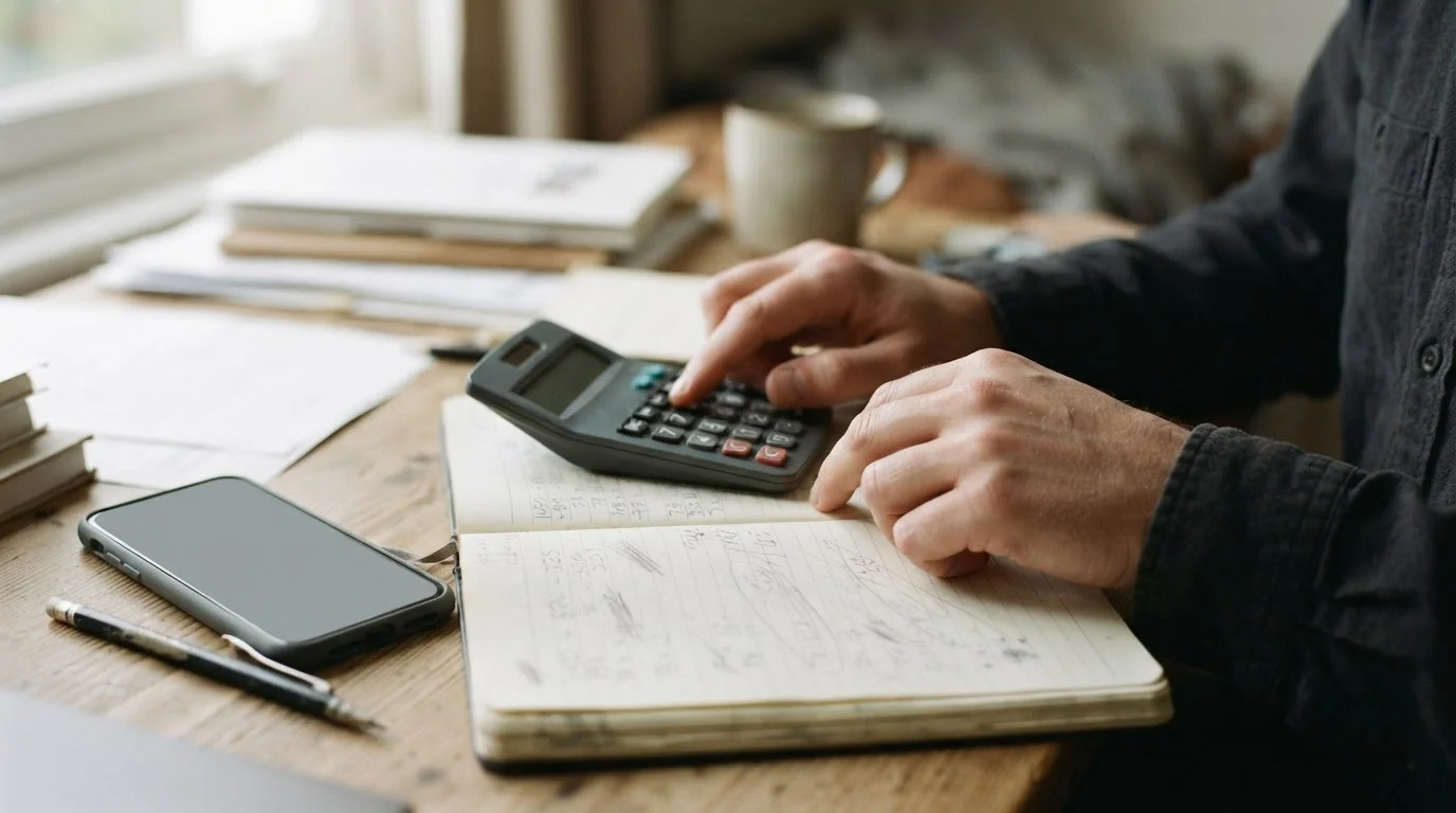 Cálculo del valor real de una apuesta gratis con calculadora y cuaderno